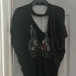 Express Black Graphic Cutout Free Spirit Tee